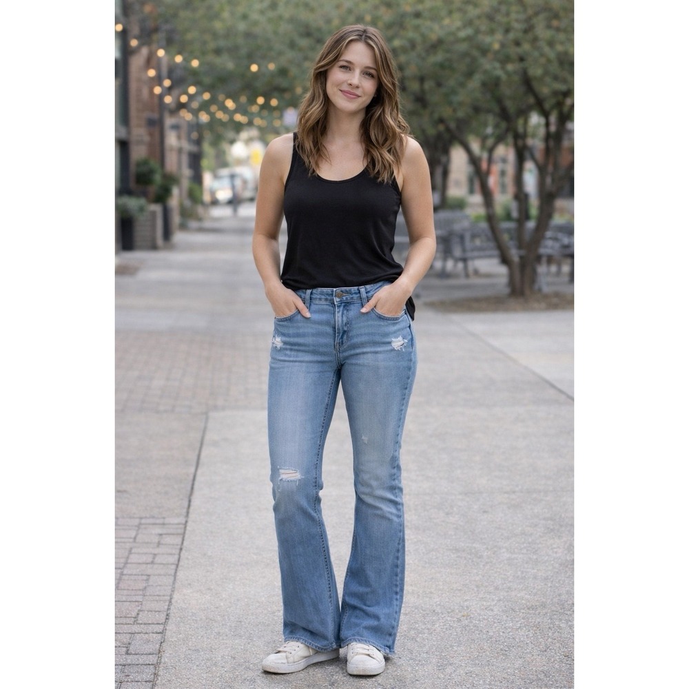 Silver Jeans Womens 14 Blue Denim Suki Straight Casual Distressed Modern